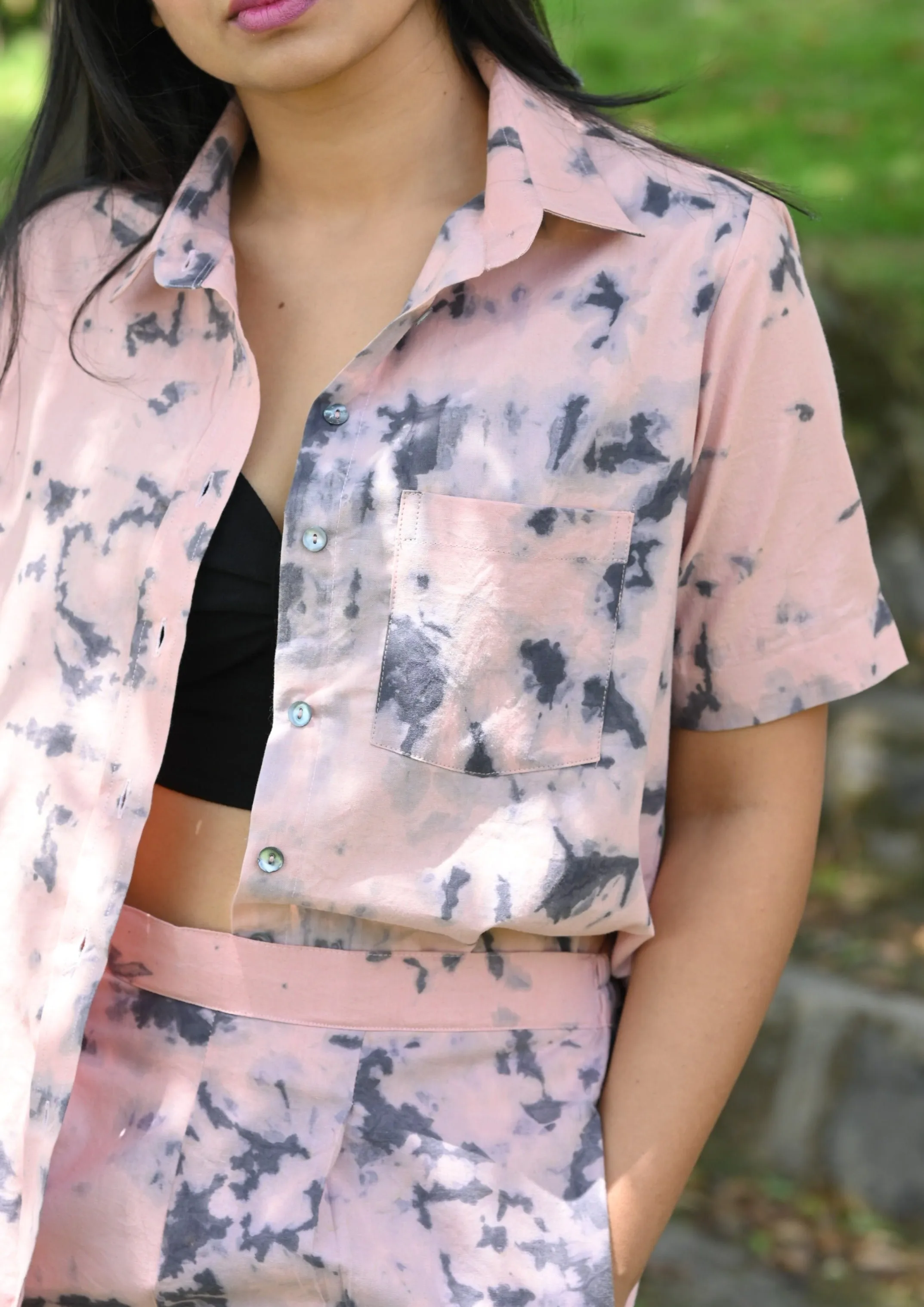 Heather Set - Tie & Dye Shirt with Scalloped Shorts