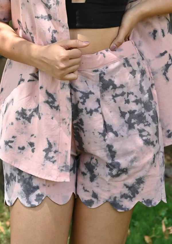 Heather Set - Tie & Dye Shirt with Scalloped Shorts