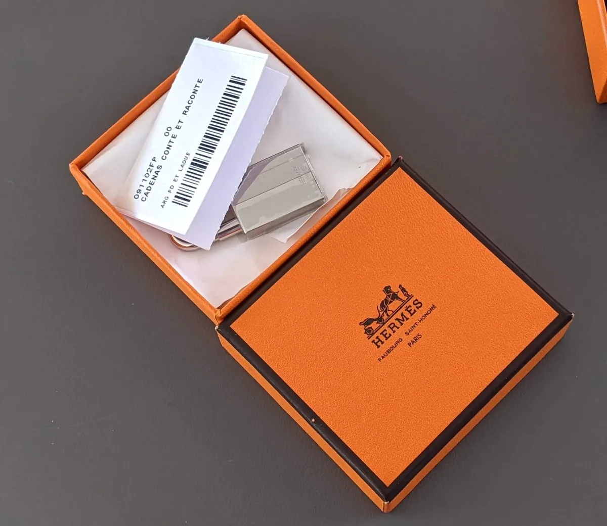 Hermes Silvered CONTE ET RACONTE Cadenas Lock Charm Brand New in Box!