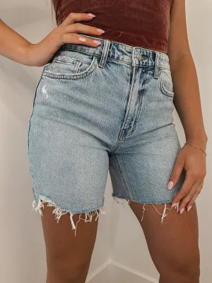 High Rise Midi Shorts - Light