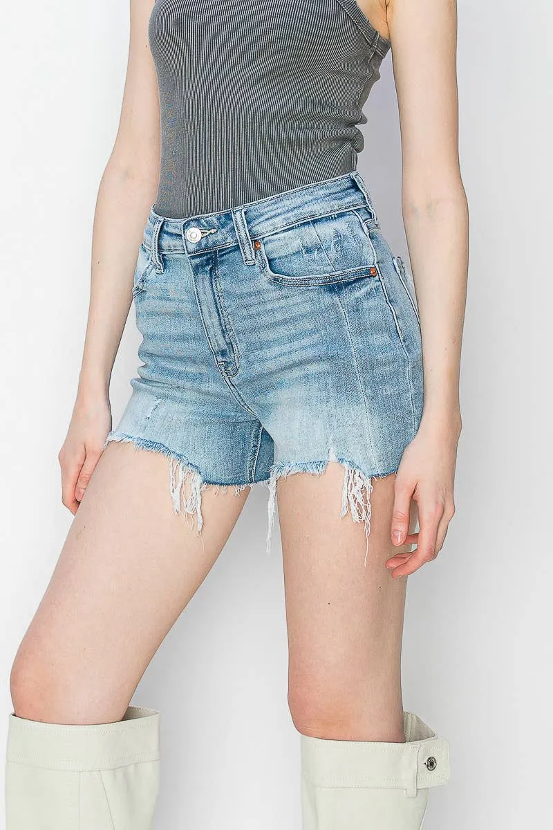 High Rise Stretch Denim Shorts