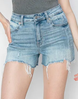 High Rise Stretch Denim Shorts