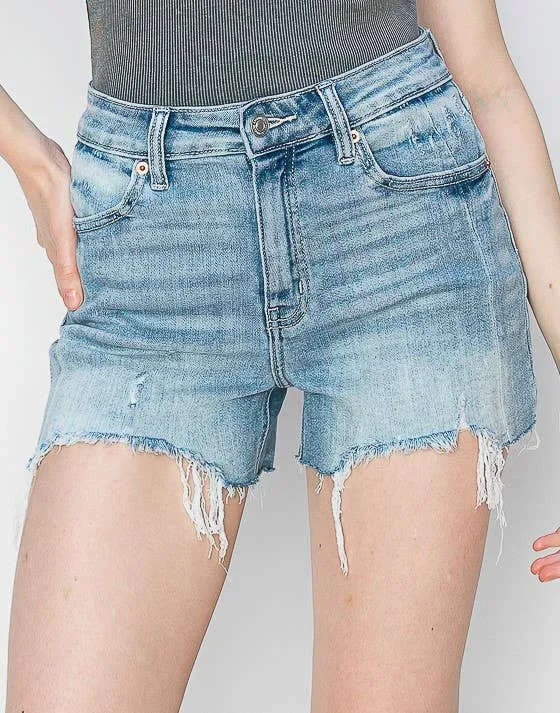High Rise Stretch Denim Shorts