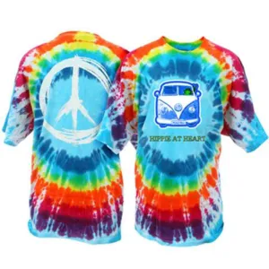 Hippie at Heart Tie Dye Short Sleeve Unisex T-Shirt - Tiedye - 10225