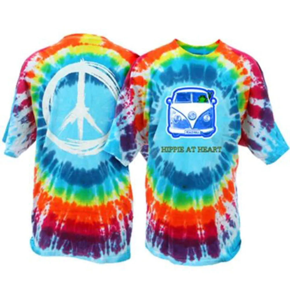 Hippie at Heart Tie Dye Short Sleeve Unisex T-Shirt - Tiedye - 10225