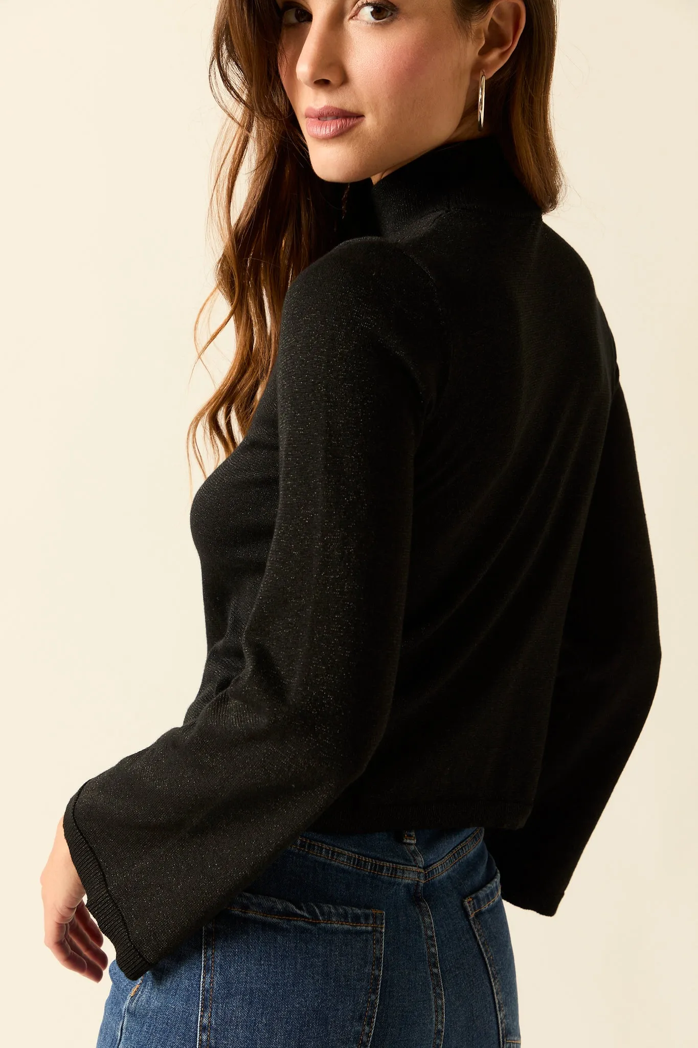 Jersey cut out lurex negro
