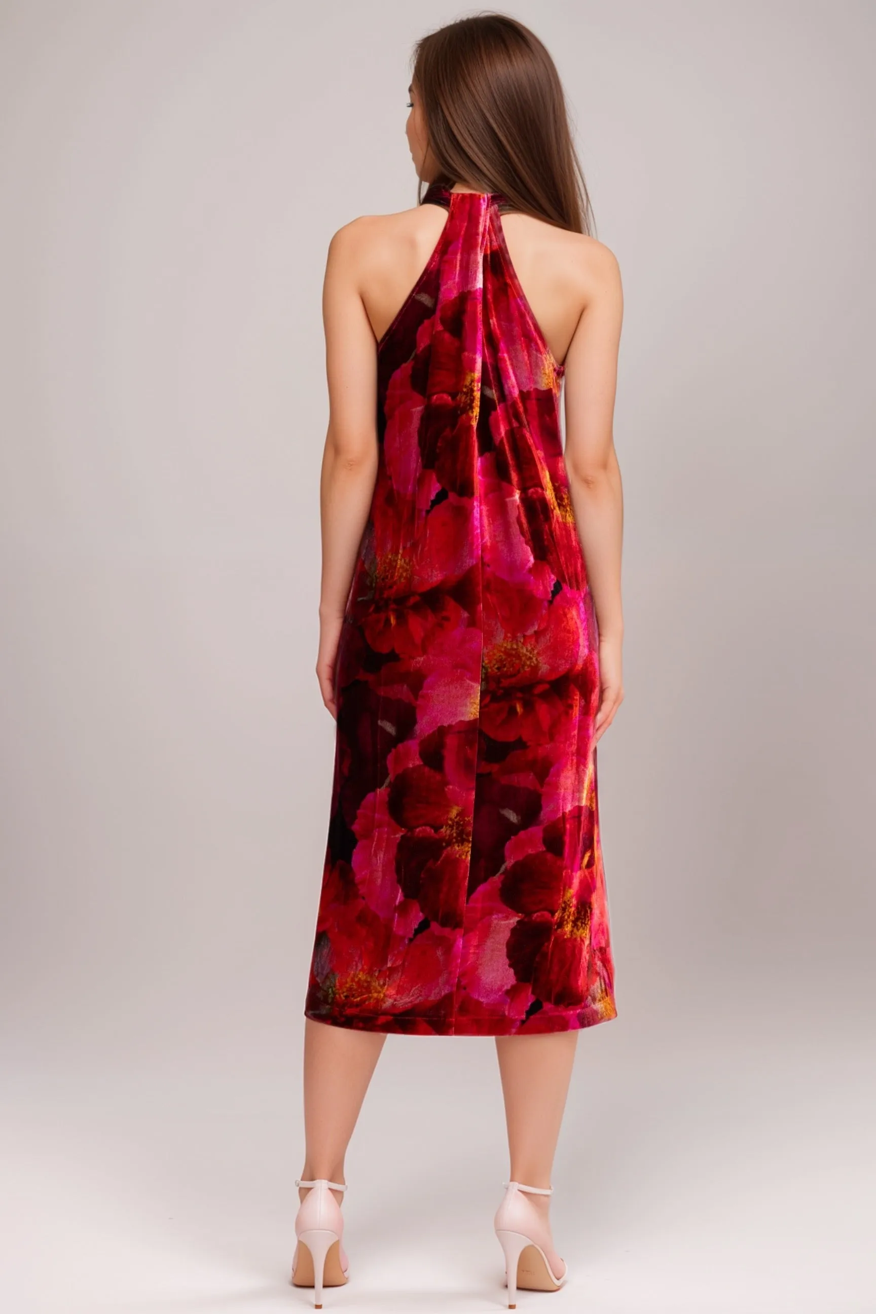 Johnny Was JWLA Red Crisscross Floral Velvet Dress J34024-9
