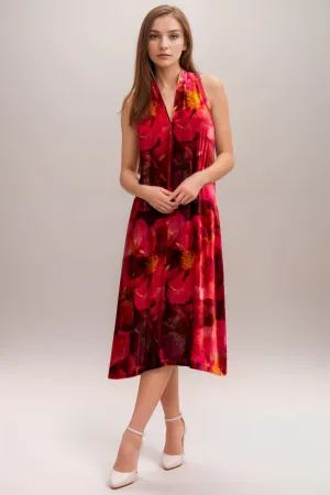 Johnny Was JWLA Red Crisscross Floral Velvet Dress J34024-9