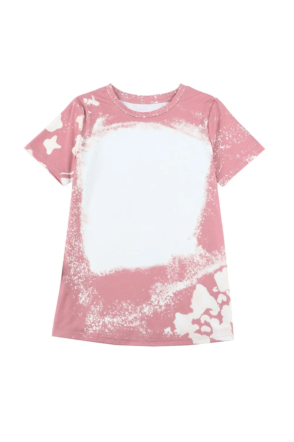 KaleaBoutique Tie Dye Color Bleached Solid Front Crew Neck Short Sleeve T Shirt Top
