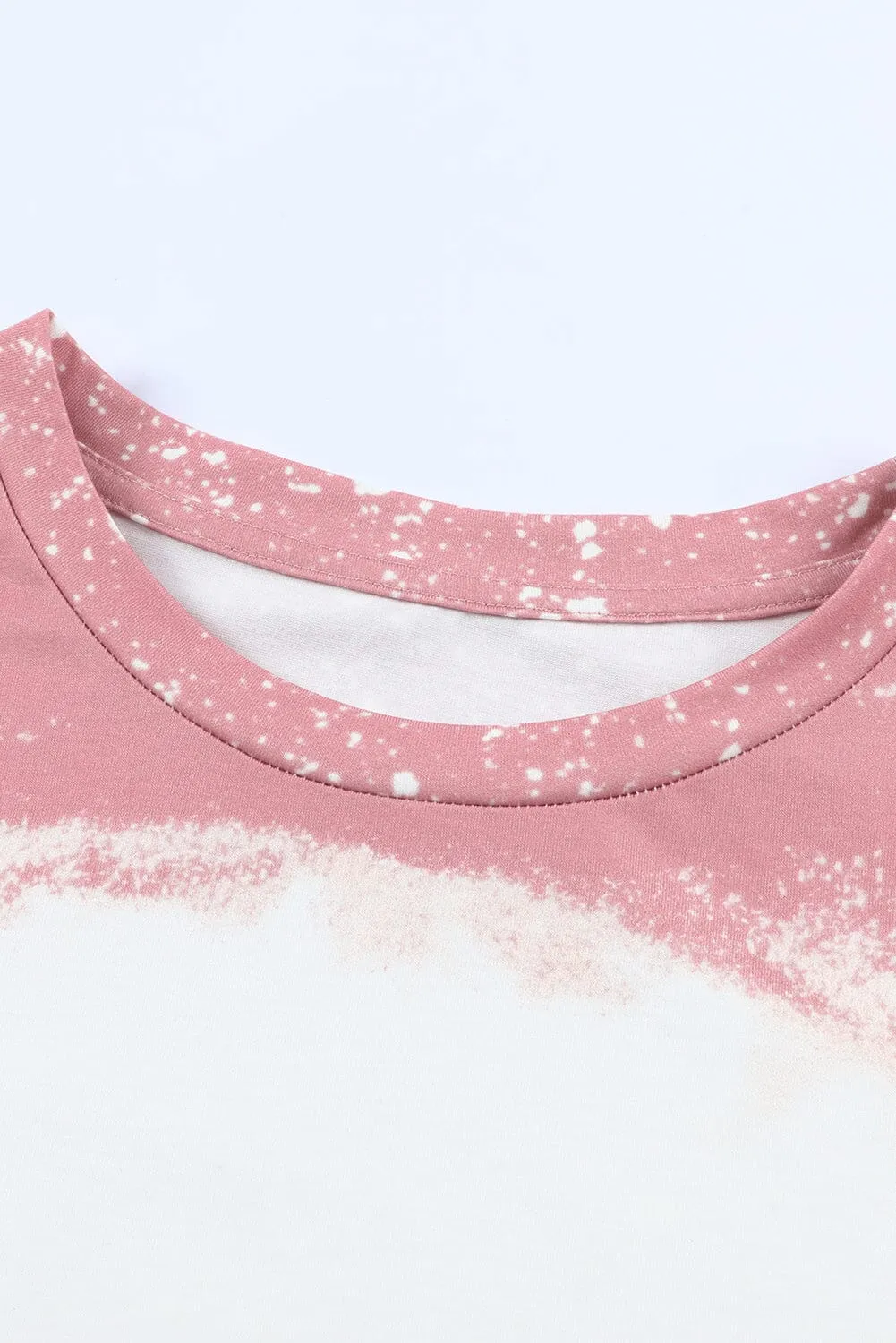 KaleaBoutique Tie Dye Color Bleached Solid Front Crew Neck Short Sleeve T Shirt Top