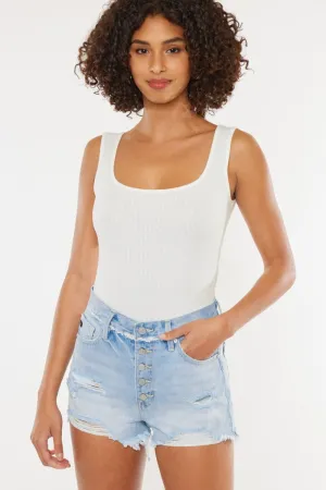 Kan Can Distressed Button Fly Denim Shorts