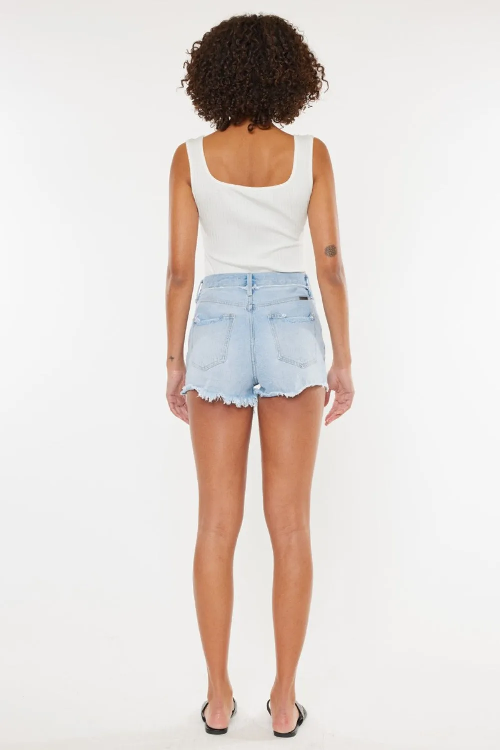 Kan Can Distressed Button Fly Denim Shorts