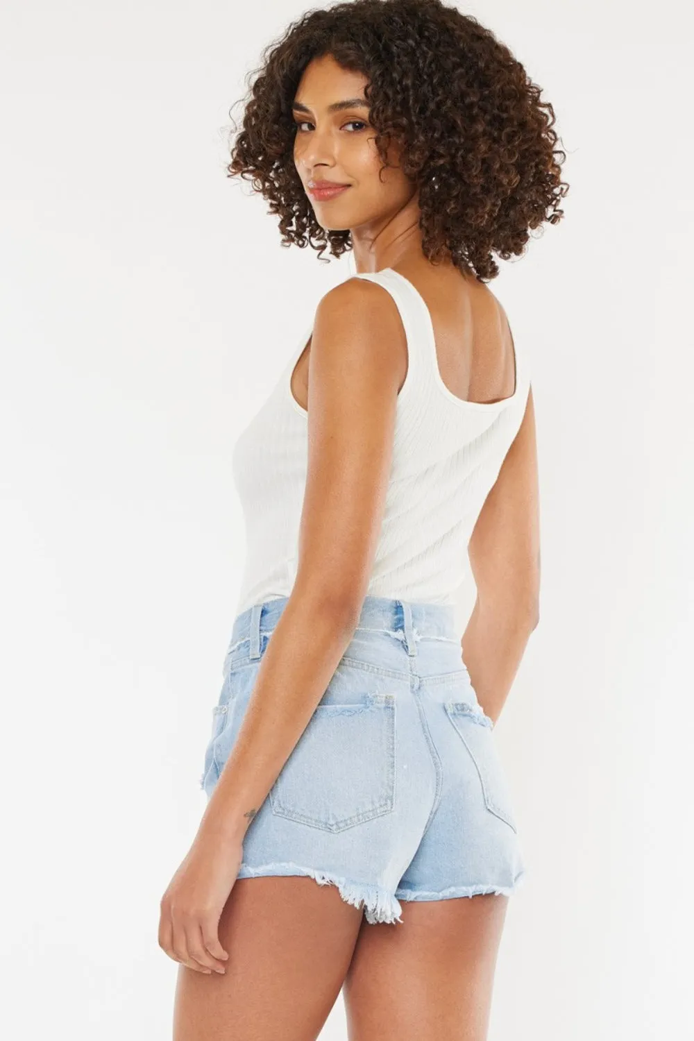 Kan Can Distressed Button Fly Denim Shorts