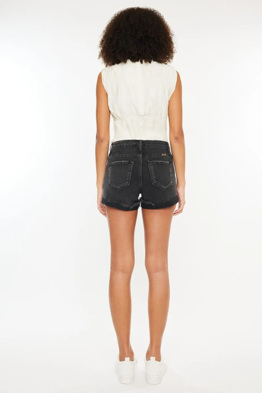 Kan Can High Waist Distressed Denim Shorts