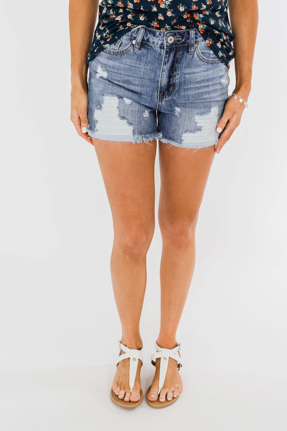 KanCan Distressed Shorts- Kayla Wash