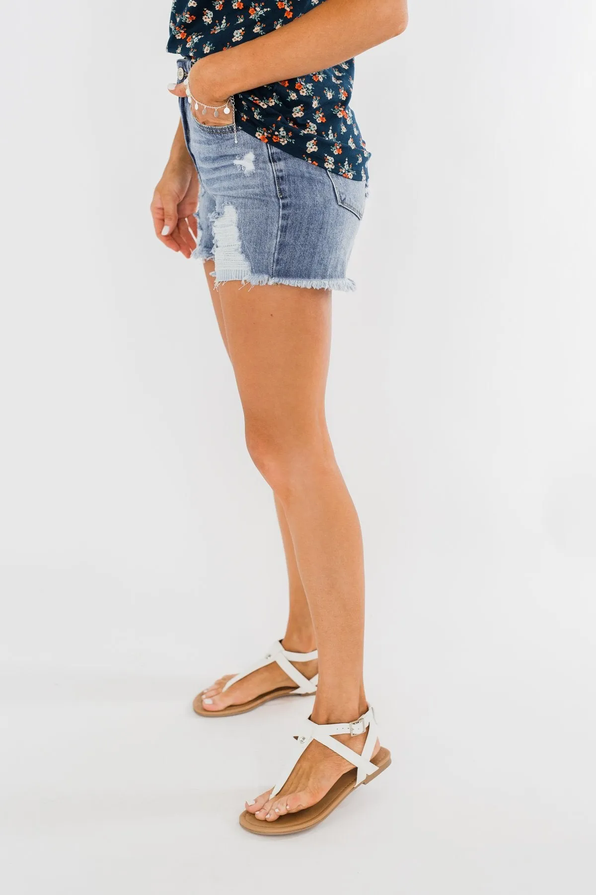KanCan Distressed Shorts- Kayla Wash