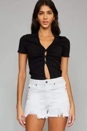 Kancan White Denim Shorts