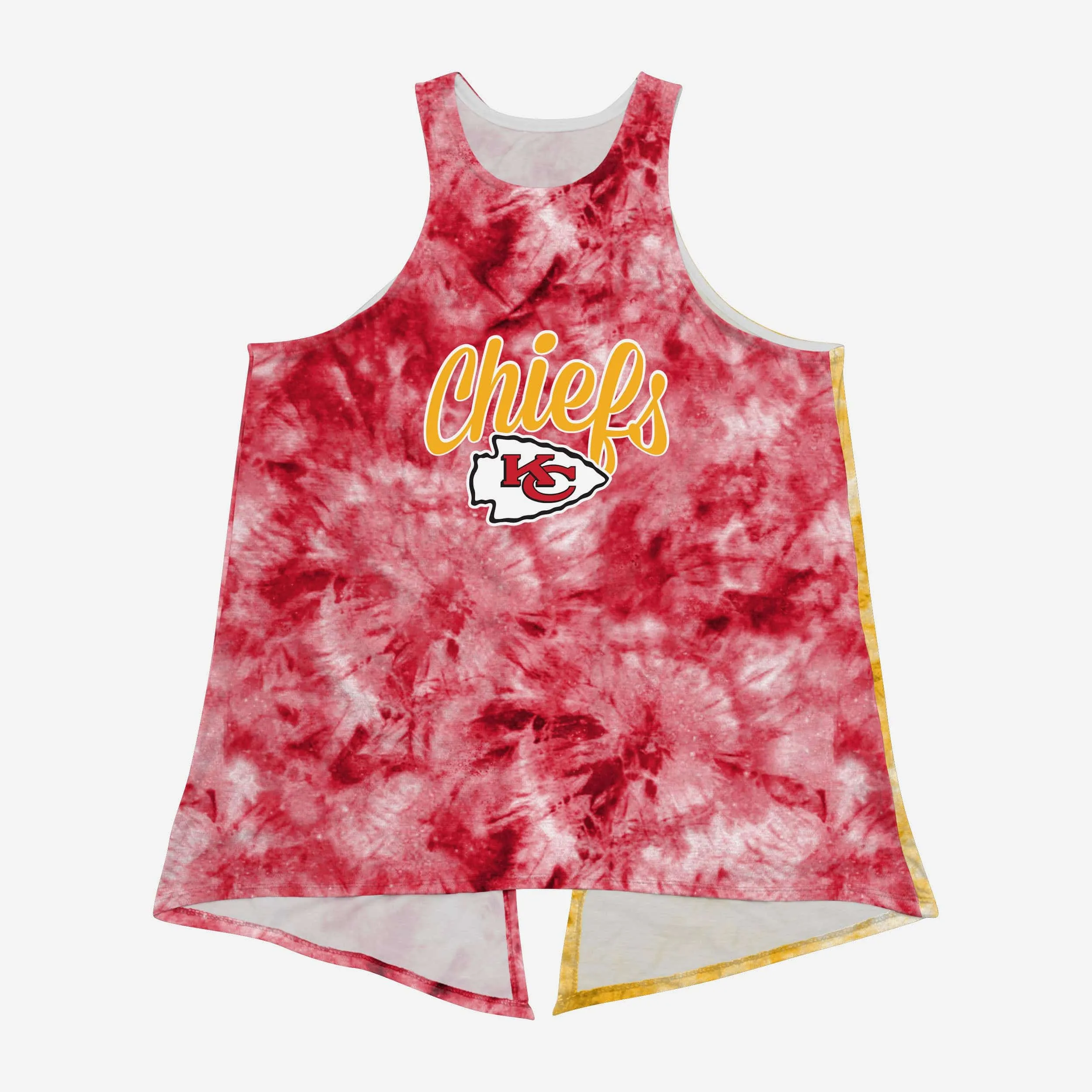 Kansas City Chiefs Womens Script Wordmark Tie-Dye Tie-Breaker Sleeveless Top
