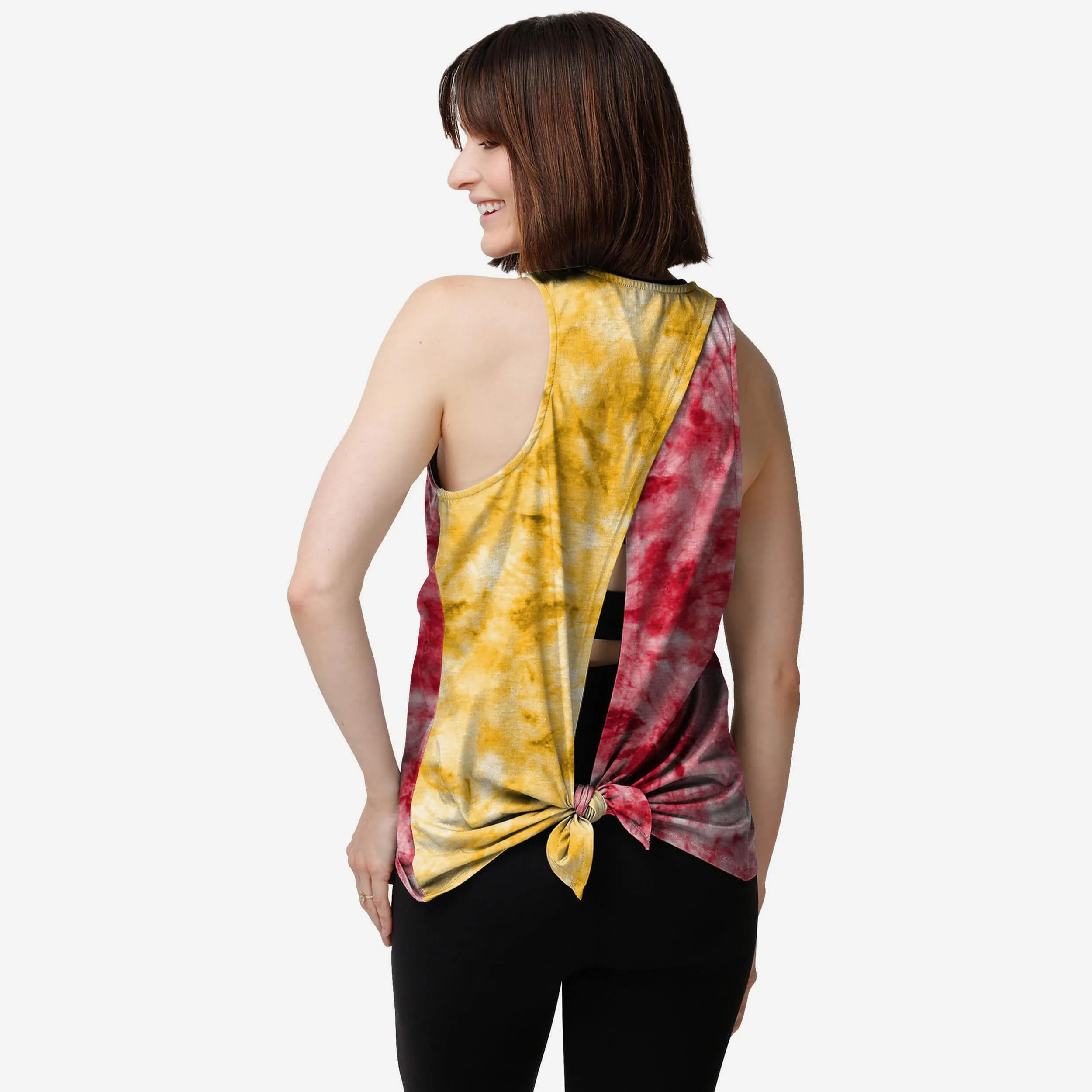 Kansas City Chiefs Womens Script Wordmark Tie-Dye Tie-Breaker Sleeveless Top