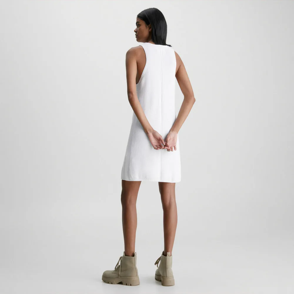 Knitted Tank Dress - White