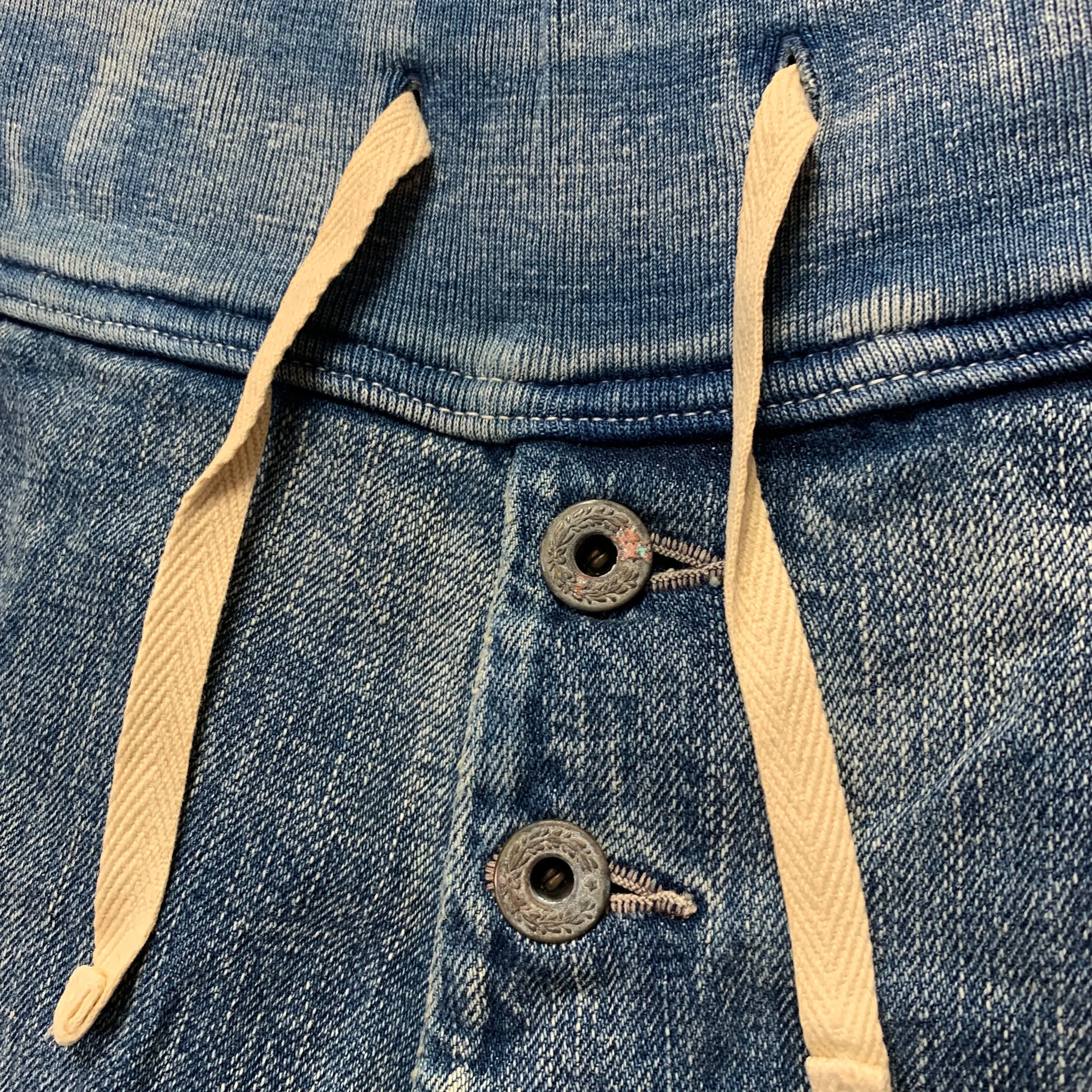[L] Kapital Indigo Denim Distressed Boro Shorts