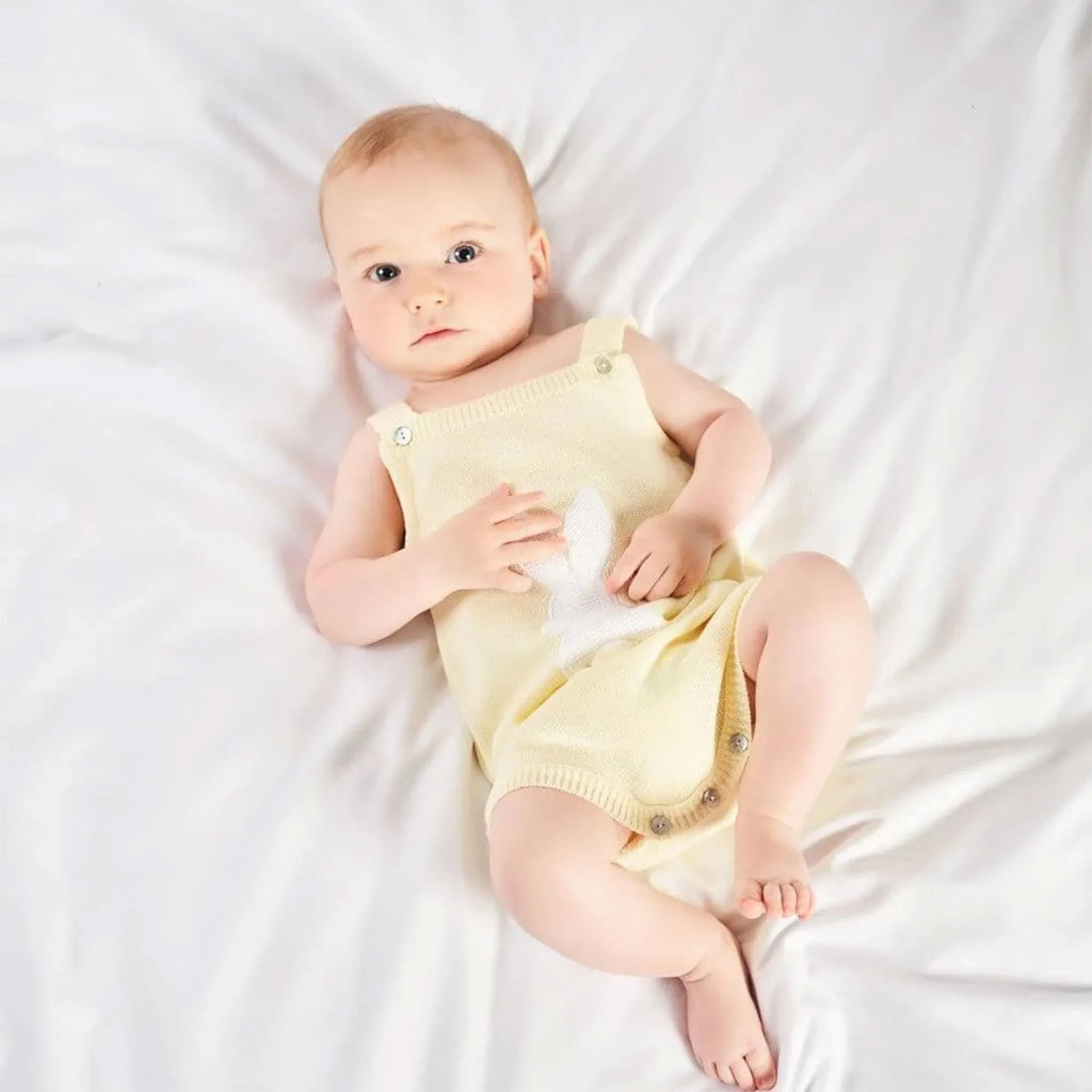 Lemon Knitted Romper with Bunny