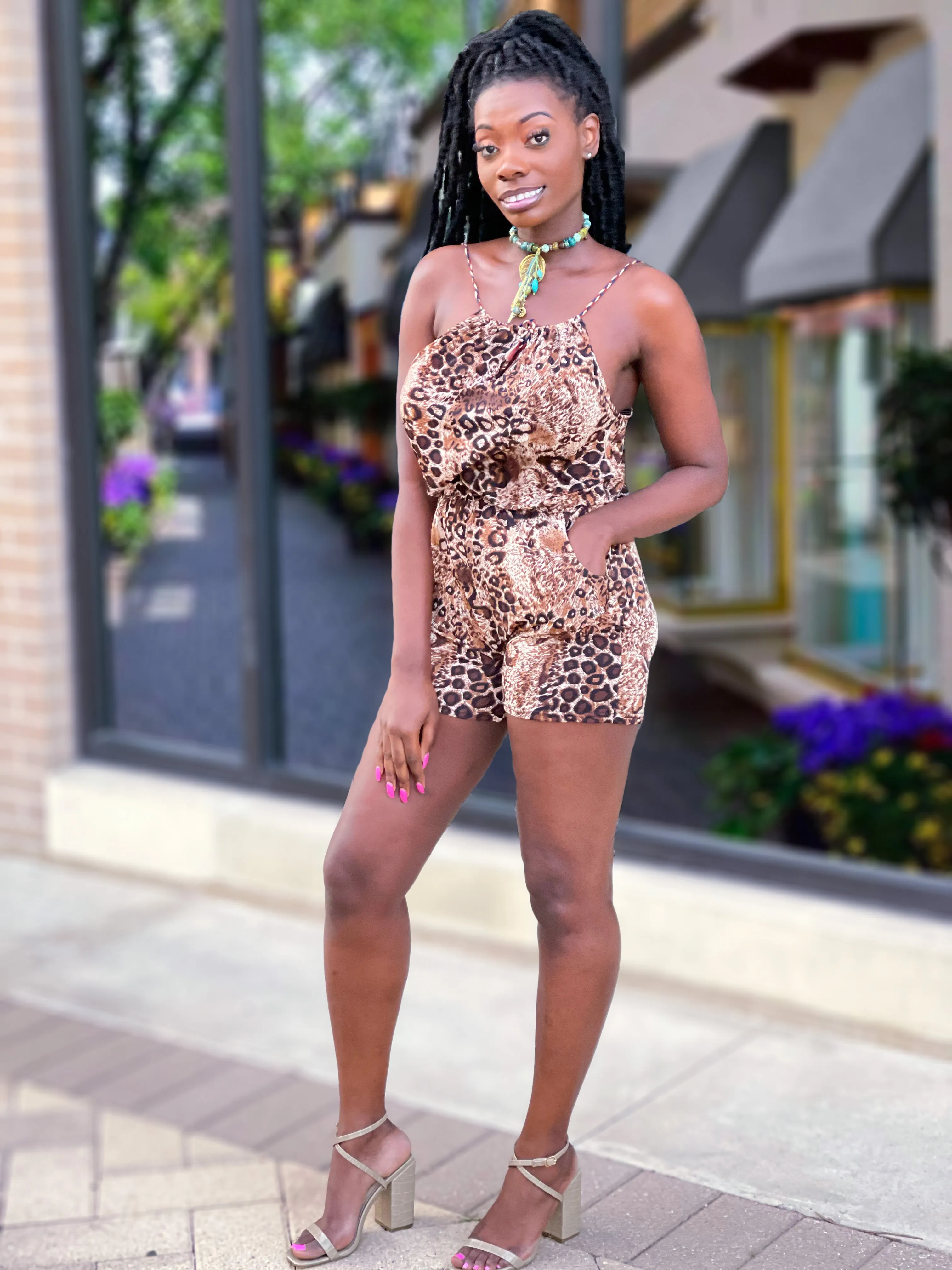 Leopard Halter Romper