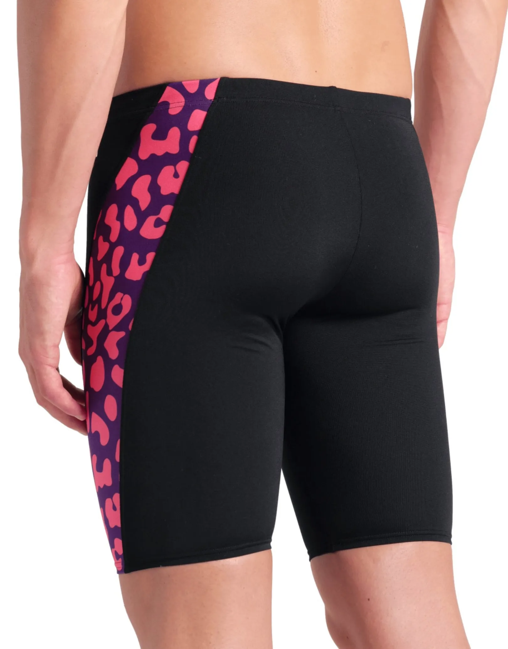 Leopard Printed Swim Jammer - Black/Fuchsia Multi
