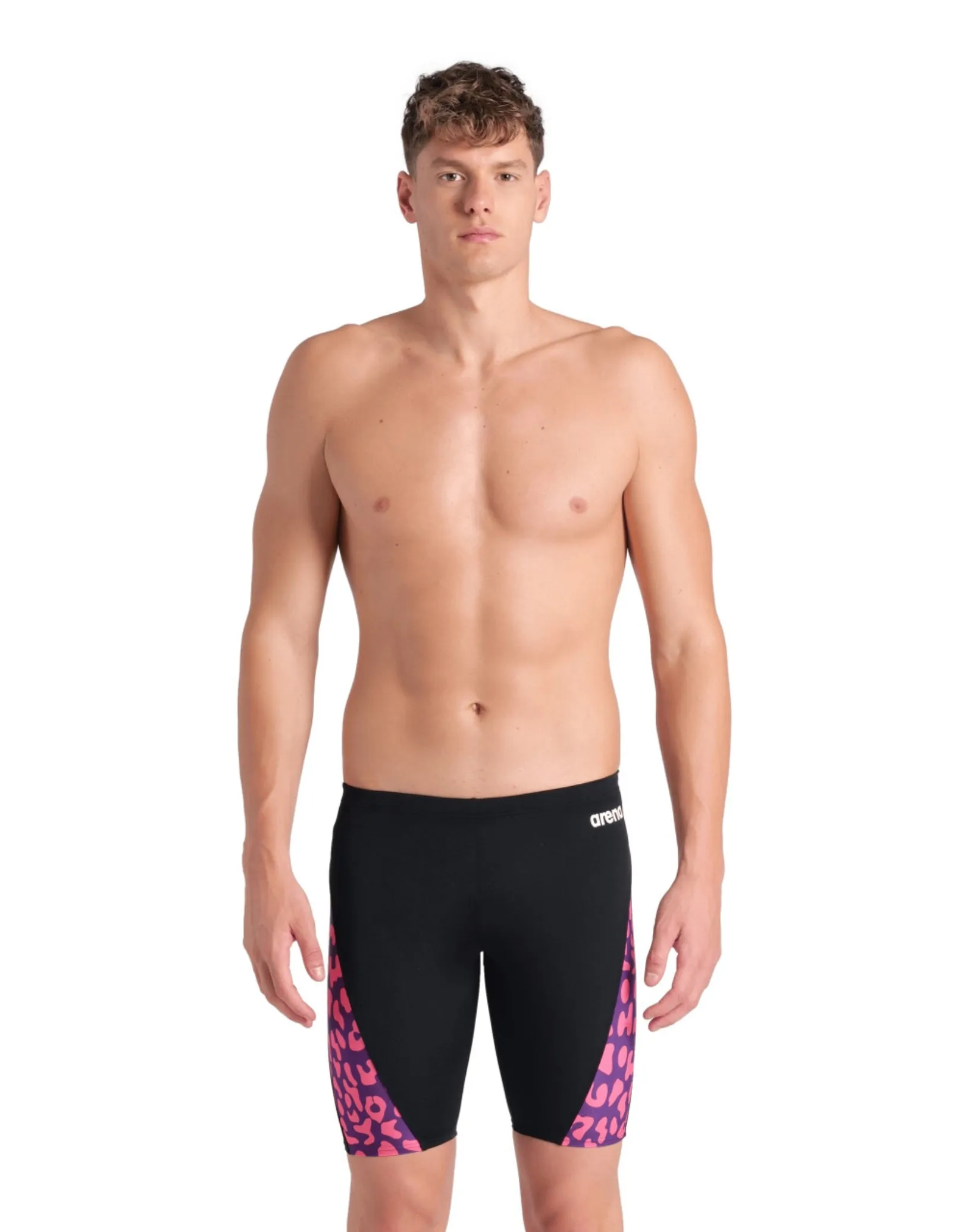 Leopard Printed Swim Jammer - Black/Fuchsia Multi