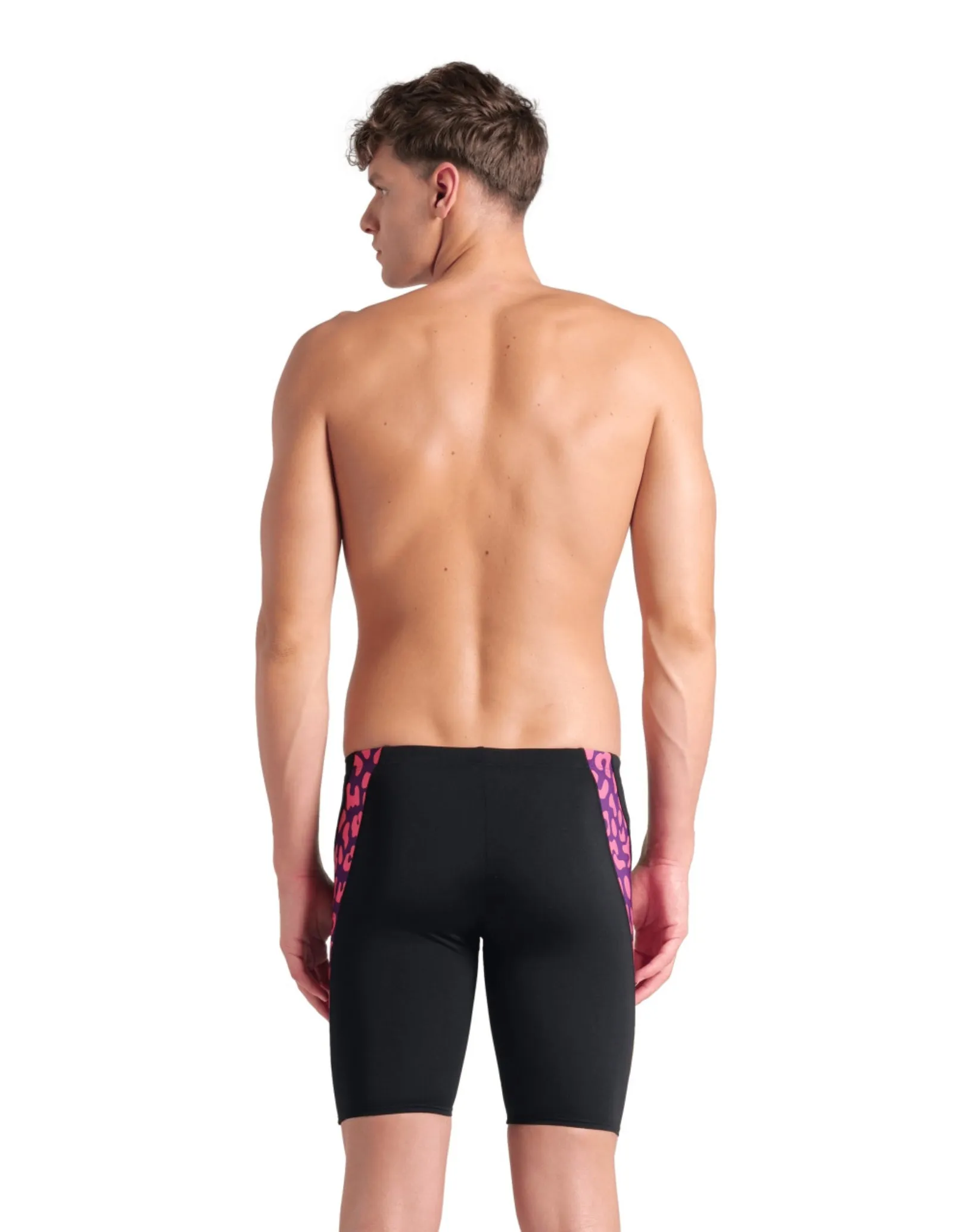 Leopard Printed Swim Jammer - Black/Fuchsia Multi