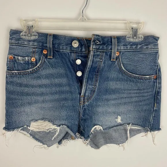LEVI'S Button Fly 501 Shorts in Back to Your Heart Lightly Distressed