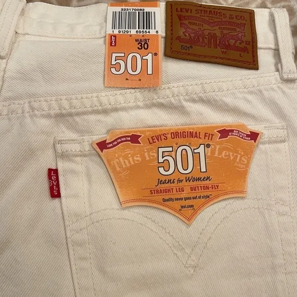 Levi’s Original Fit 501 Buttonfly White Distressed Jean Shorts