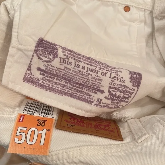 Levi’s Original Fit 501 Buttonfly White Distressed Jean Shorts