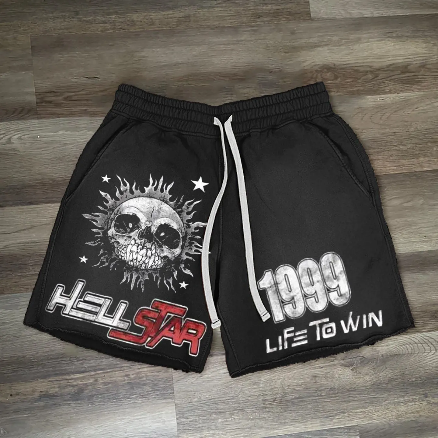 Life To Win Print Drawstring Knit Shorts