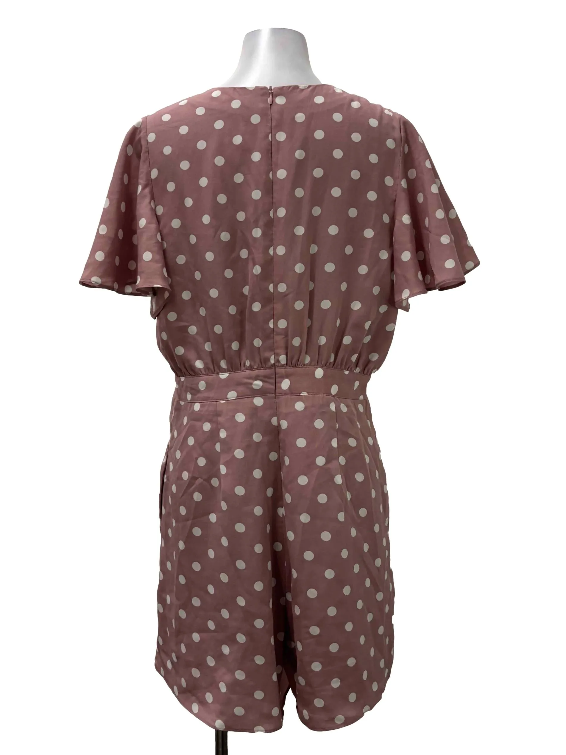 Light Pink V-Neck Polka Dot Romper