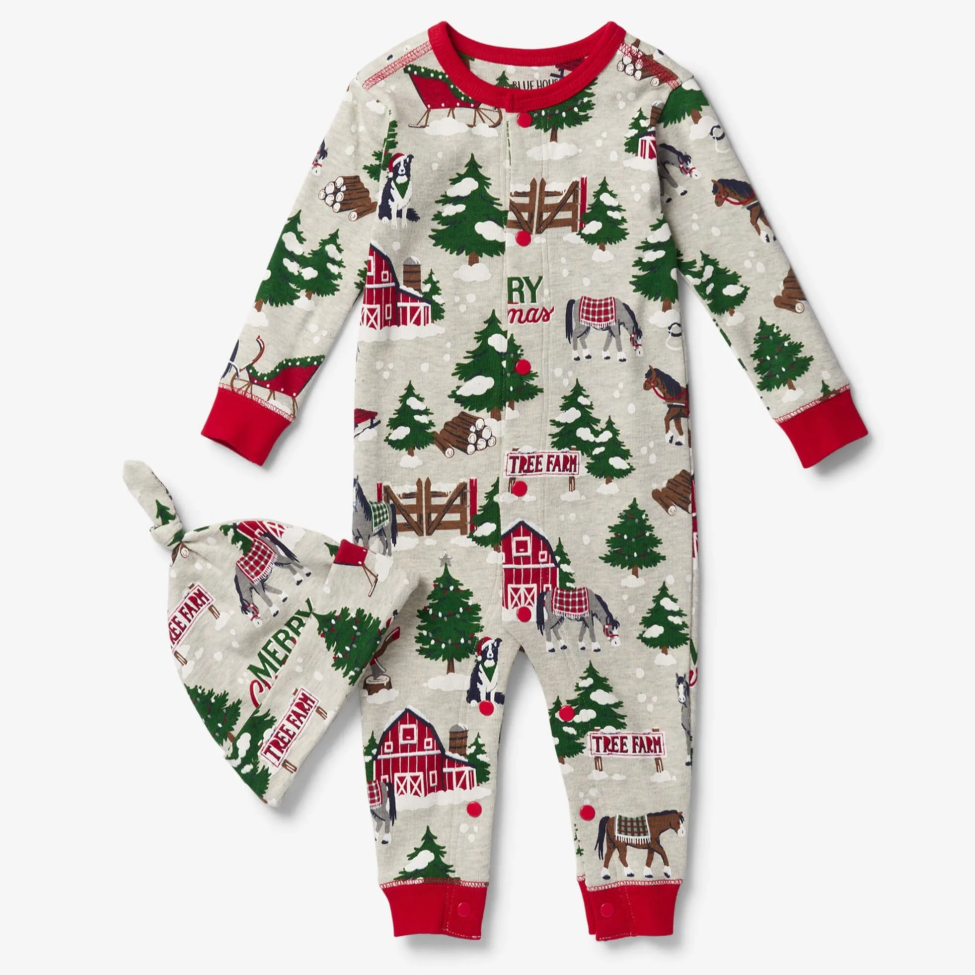 Little Blue House Coverall & Hat Set - Country Christmas