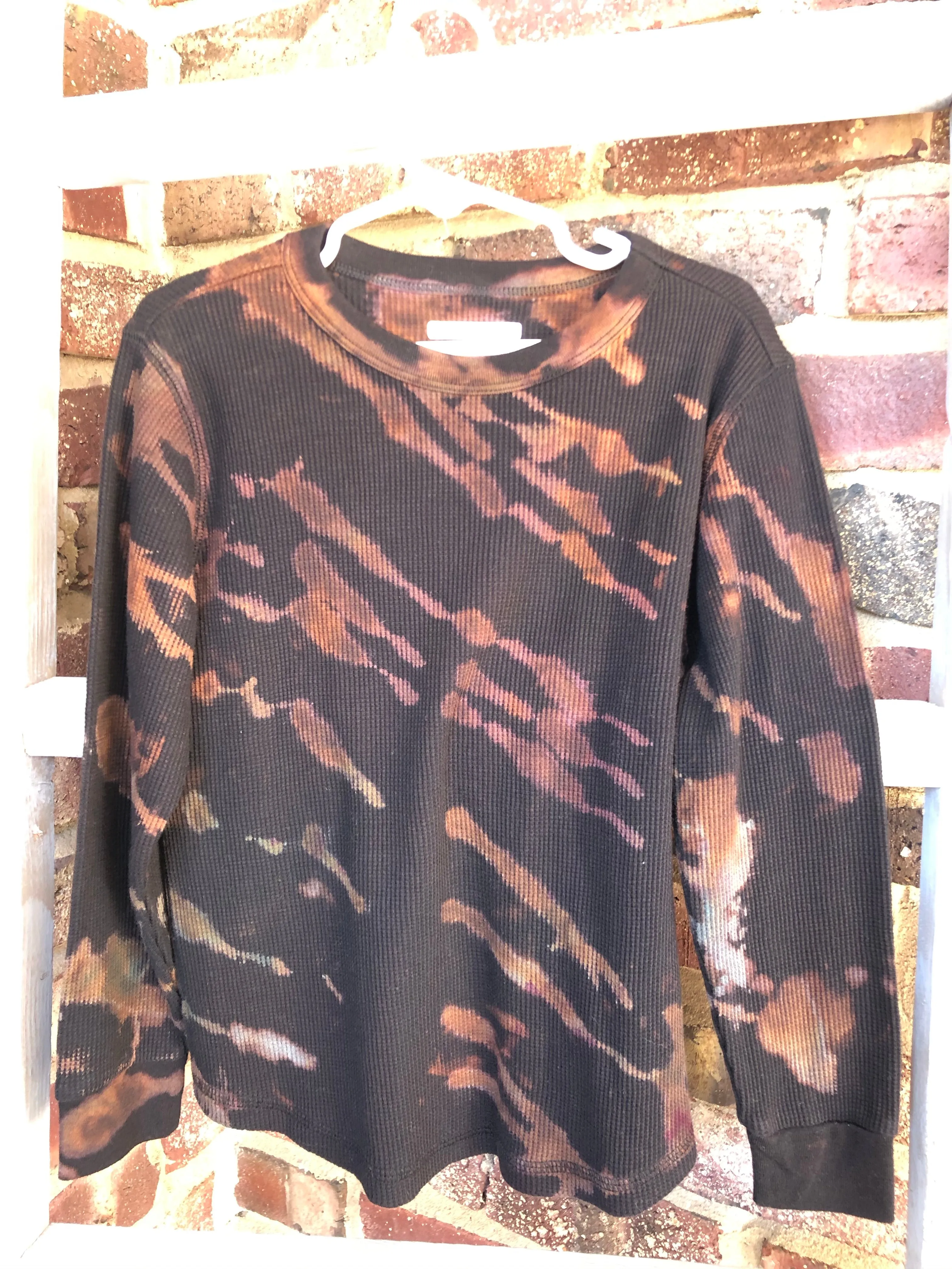 Long Sleeve Waffle Reverse Dye T