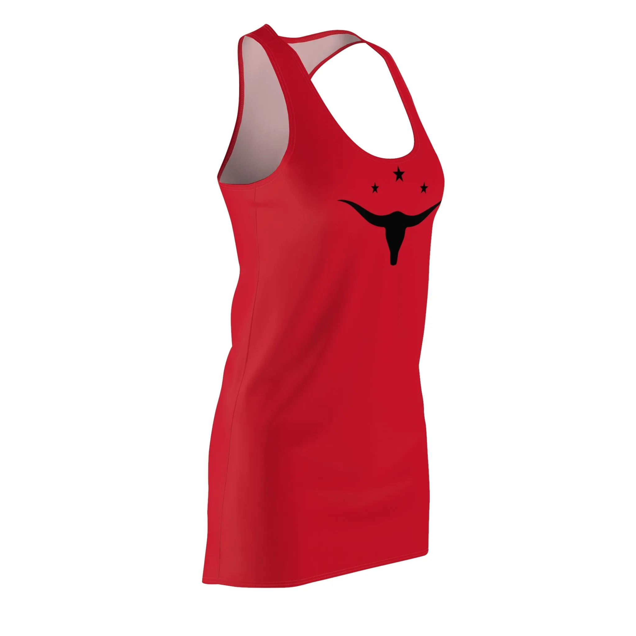 Longhorn and Stars, Western, Cowgirl, Women's Cut & Sew Racerback Dress (AOP)