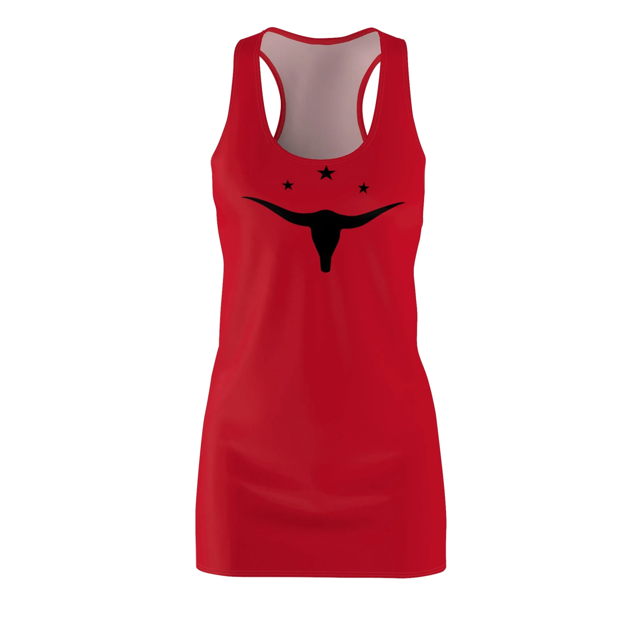 Longhorn and Stars, Western, Cowgirl, Women's Cut & Sew Racerback Dress (AOP)