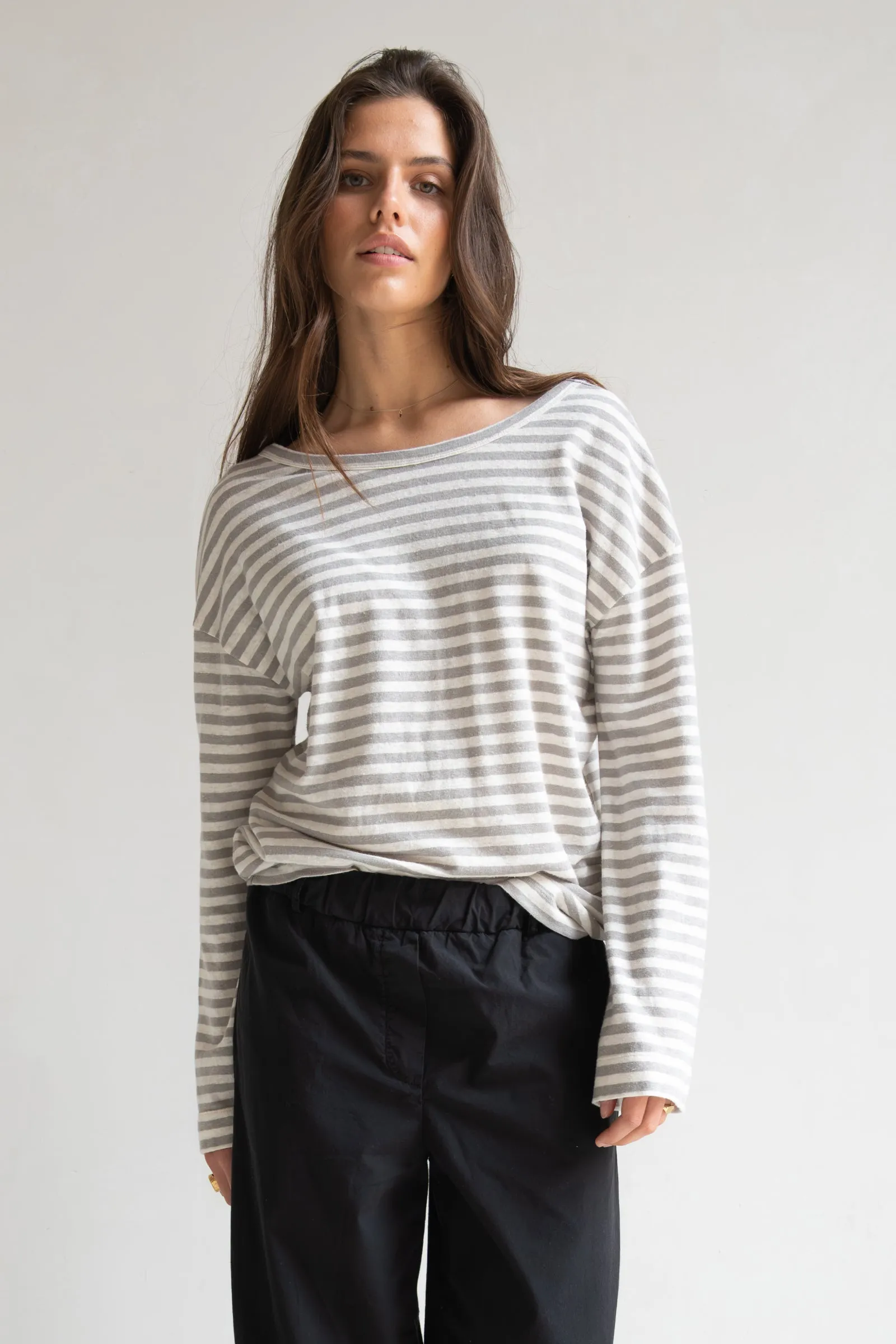LONGSLEEVE STRIPE (S25F1648LTD) ECRU - COOL GREY
