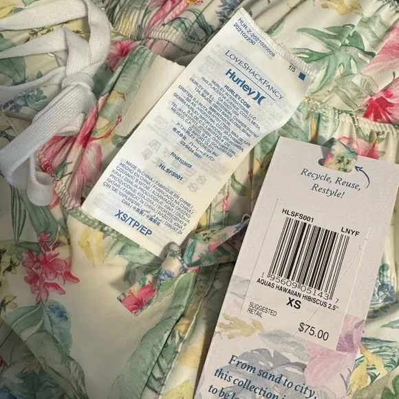 LoveShackFancy x Hurley Floral Hawaiian Hibiscus‎ Shorts XS