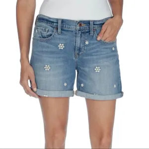 Lucky Embroidered Roll Up Shorts