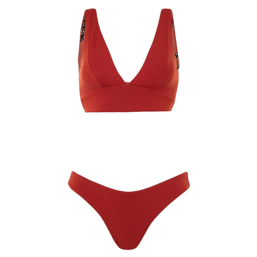 MAAJI BURGUNDY PARADISE LONG LINE TRIANGLE TOP