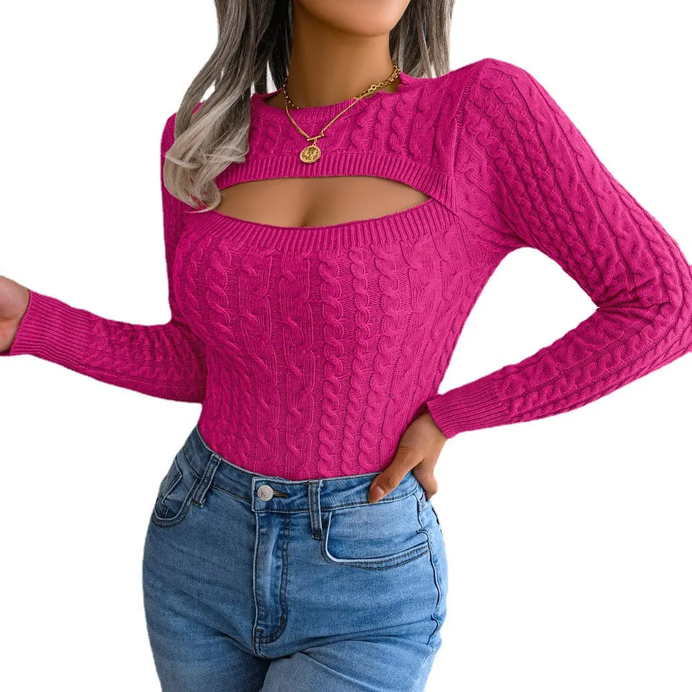 Magenta Cut Out Sweater Top