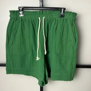 Melissa Nepton Suri Gauze Drawstring Shorts In Island Green Size Large