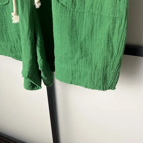 Melissa Nepton Suri Gauze Drawstring Shorts In Island Green Size Large