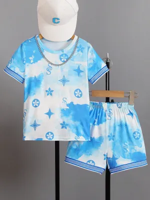 Men's tie and dye t shirt|  Boys' Tie Dye Geometric Round Neck T-Shirt