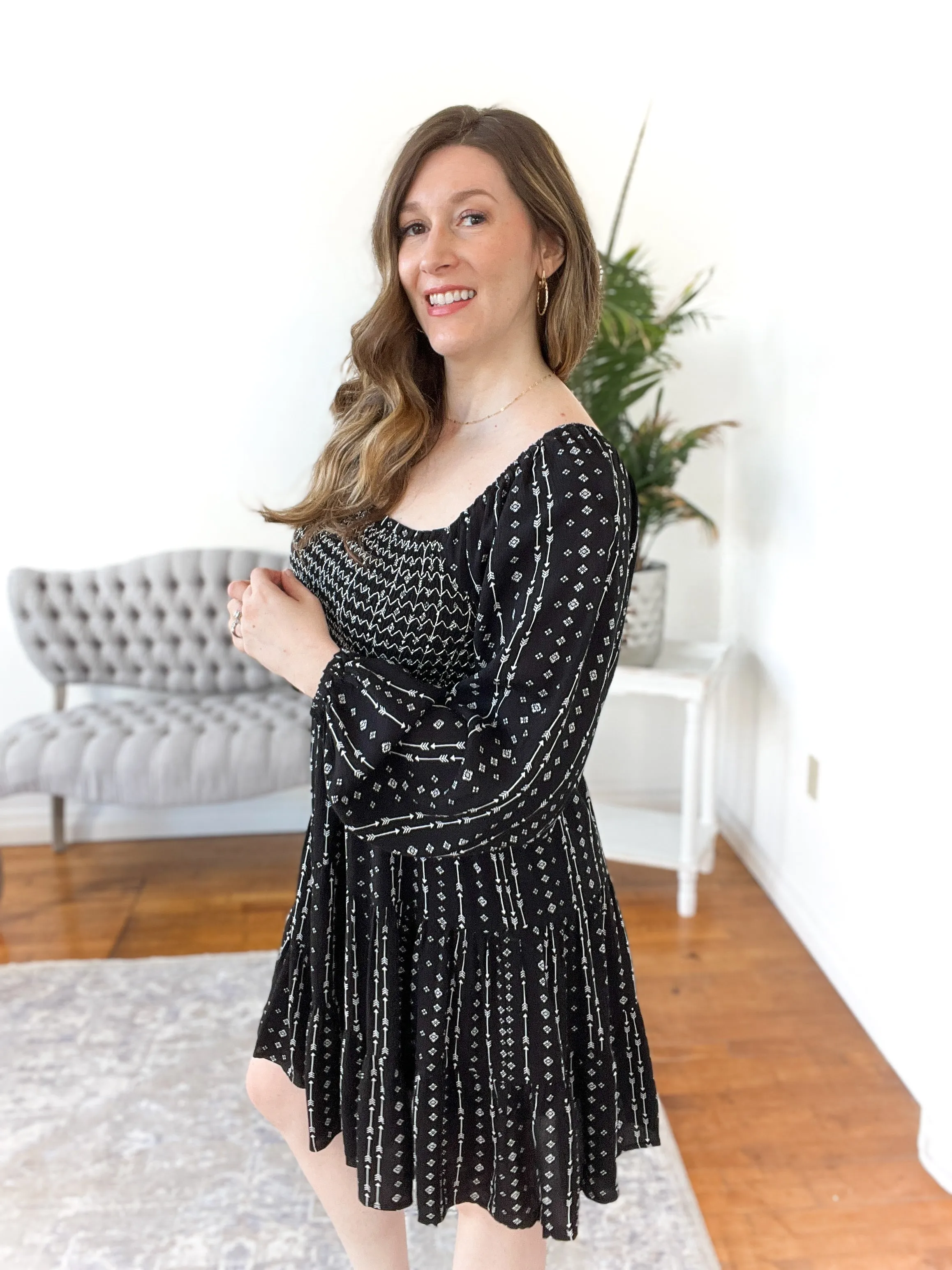 Merida Balloon-Sleeve Mini Dress