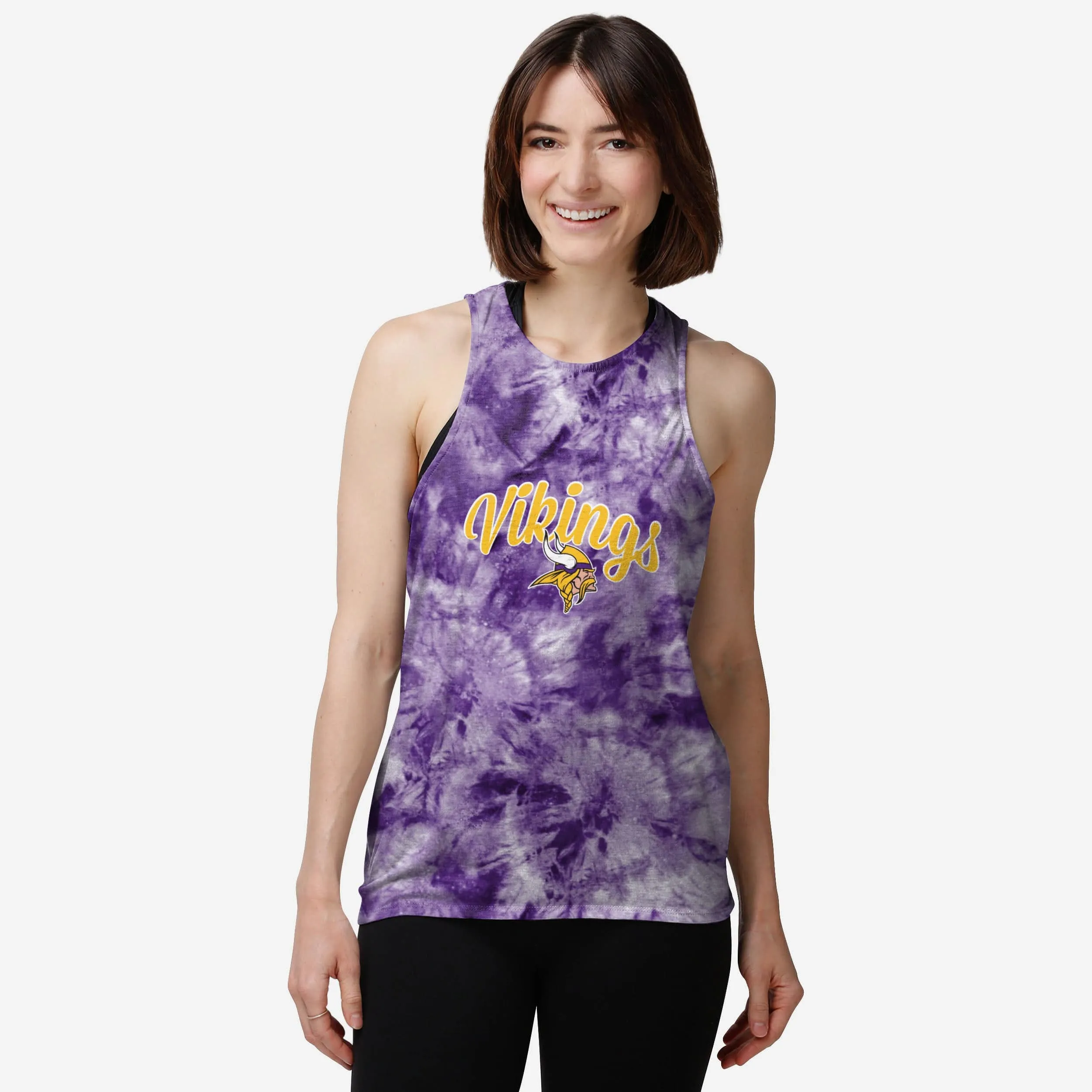 Minnesota Vikings Womens Script Wordmark Tie-Dye Tie-Breaker Sleeveless Top
