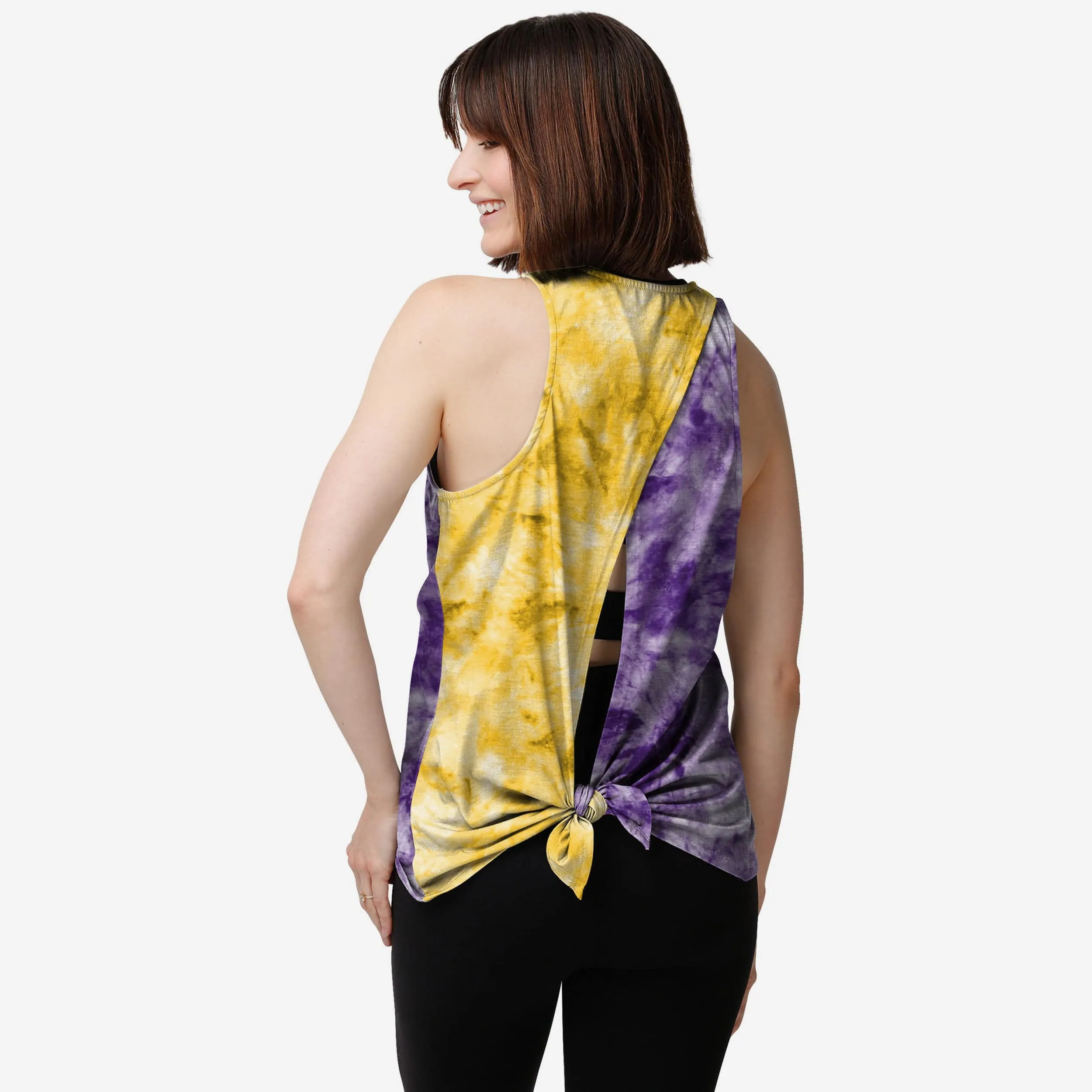 Minnesota Vikings Womens Script Wordmark Tie-Dye Tie-Breaker Sleeveless Top